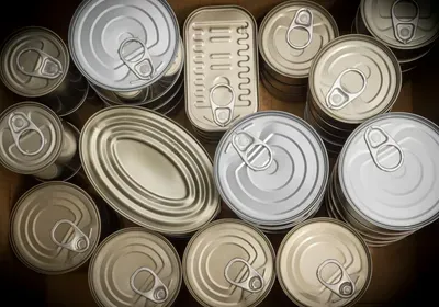 cans of food, seen from the top